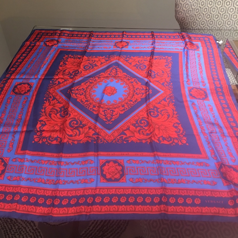 VERSACE EXTRA LARGE MULTI COLORED SCARF.